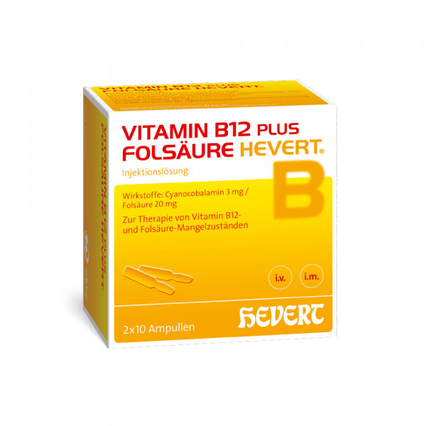 VITAMIN B12 PLUS Folsäure Hevert a 2 ml Ampullen