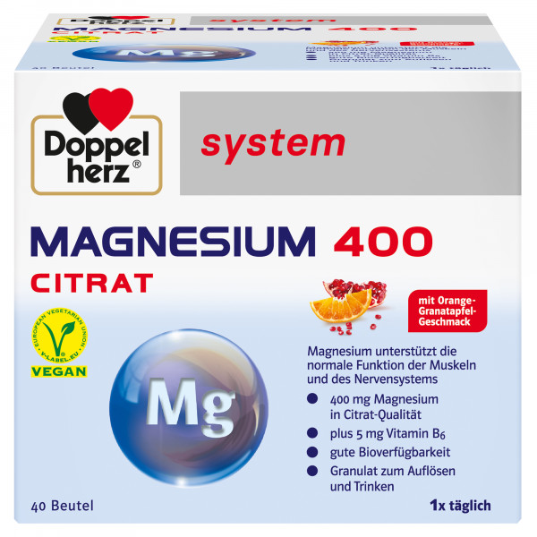 DOPPELHERZ Magnesium 400 Citrat system Granulat