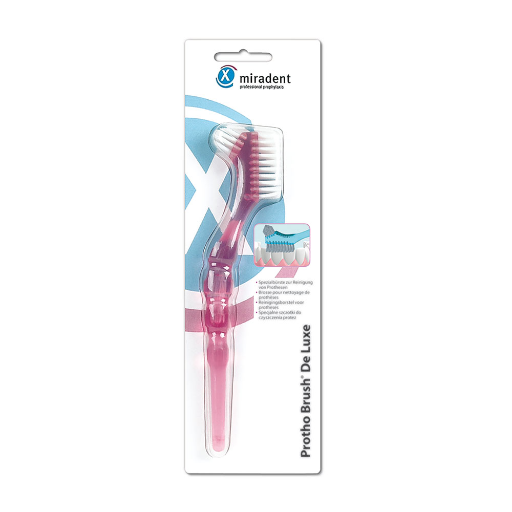 MIRADENT Prothesenbürste Protho Brush pink trans. MIRADENT Prothesenbürste Protho Brush pink trans.