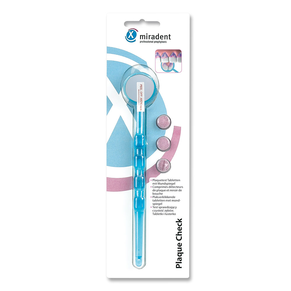 MIRADENT Plaquetest Mira2+Spiegel blau transparent MIRADENT Plaquetest Mira2+Spiegel blau transparent