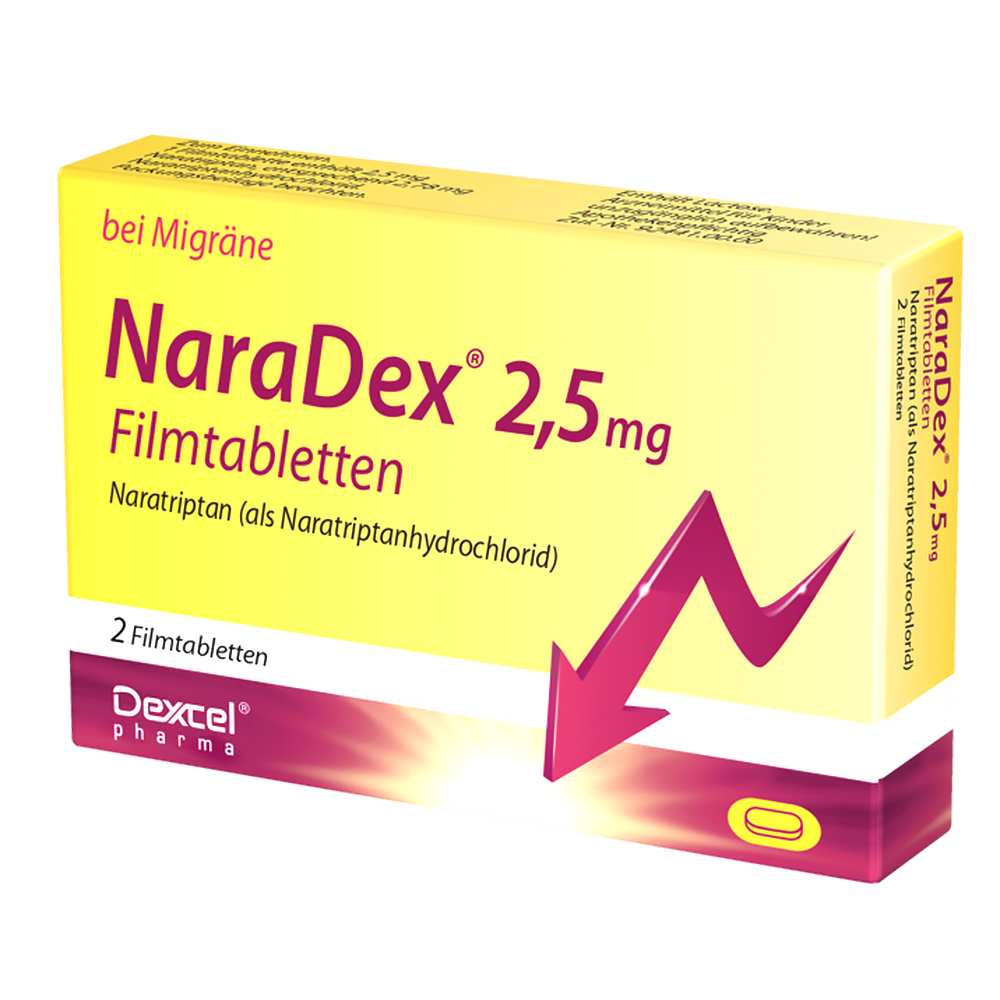 NARADEX 2,5 mg Filmtabletten Naratriptan bei Migräne NARADEX 2,5 mg Filmtabletten Naratriptan bei Migräne