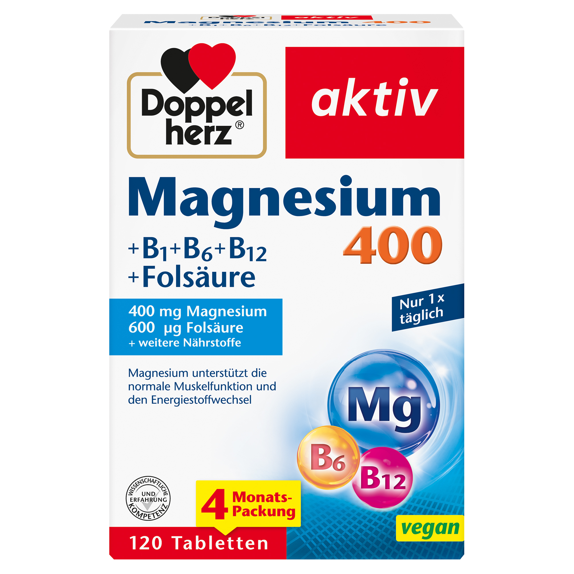 DOPPELHERZ Magnesium 400+B1+B6+B12+Folsäure Tabl. DOPPELHERZ Magnesium 400+B1+B6+B12+Folsäure Tabl.