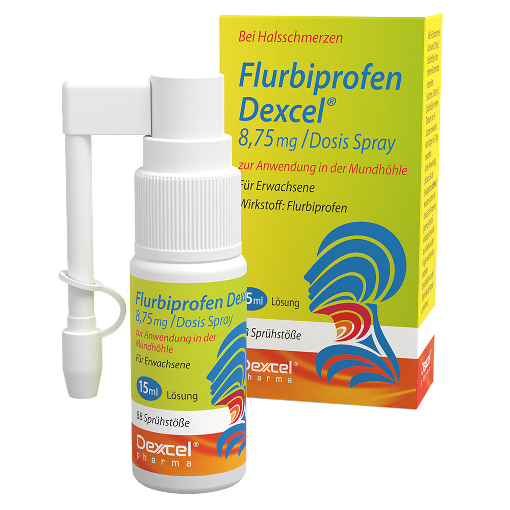 FLURBIPROFEN Dexcel bei Halsschmerzen 8,75 mg/Dos.Spray Mundhöhle FLURBIPROFEN Dexcel bei Halsschmerzen 8,75 mg/Dos.Spray Mundhöhle